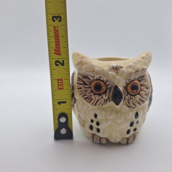 Owl Pot Decor Vintage Cottagecore Small Tiny 2 Inch Japan 70s Brown Bird Wild - Picture 7 of 7